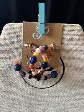 Plunder Multicolor Beaded Hoop Earrings with Gold Accents